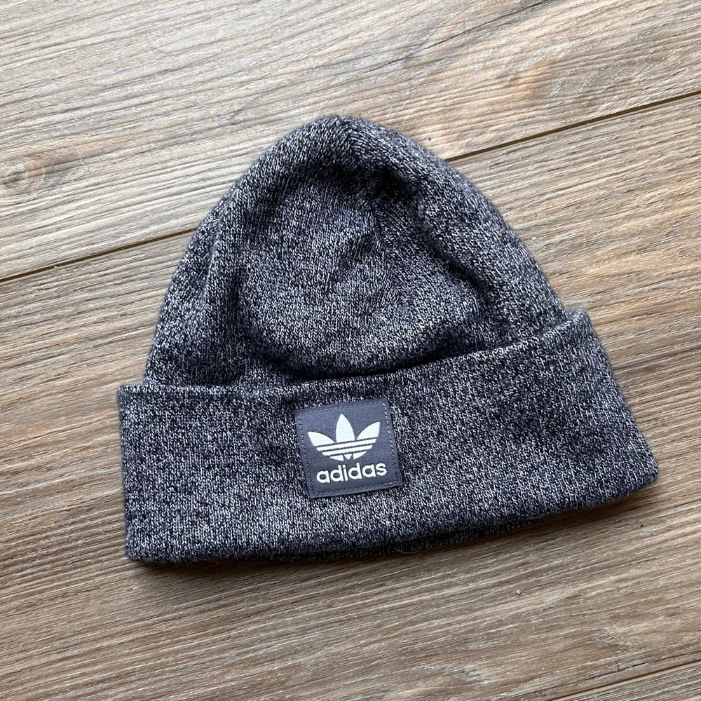 Adidas Gray Knit Hat with Trefoil Logo (One Size) - Picture 2 of 5